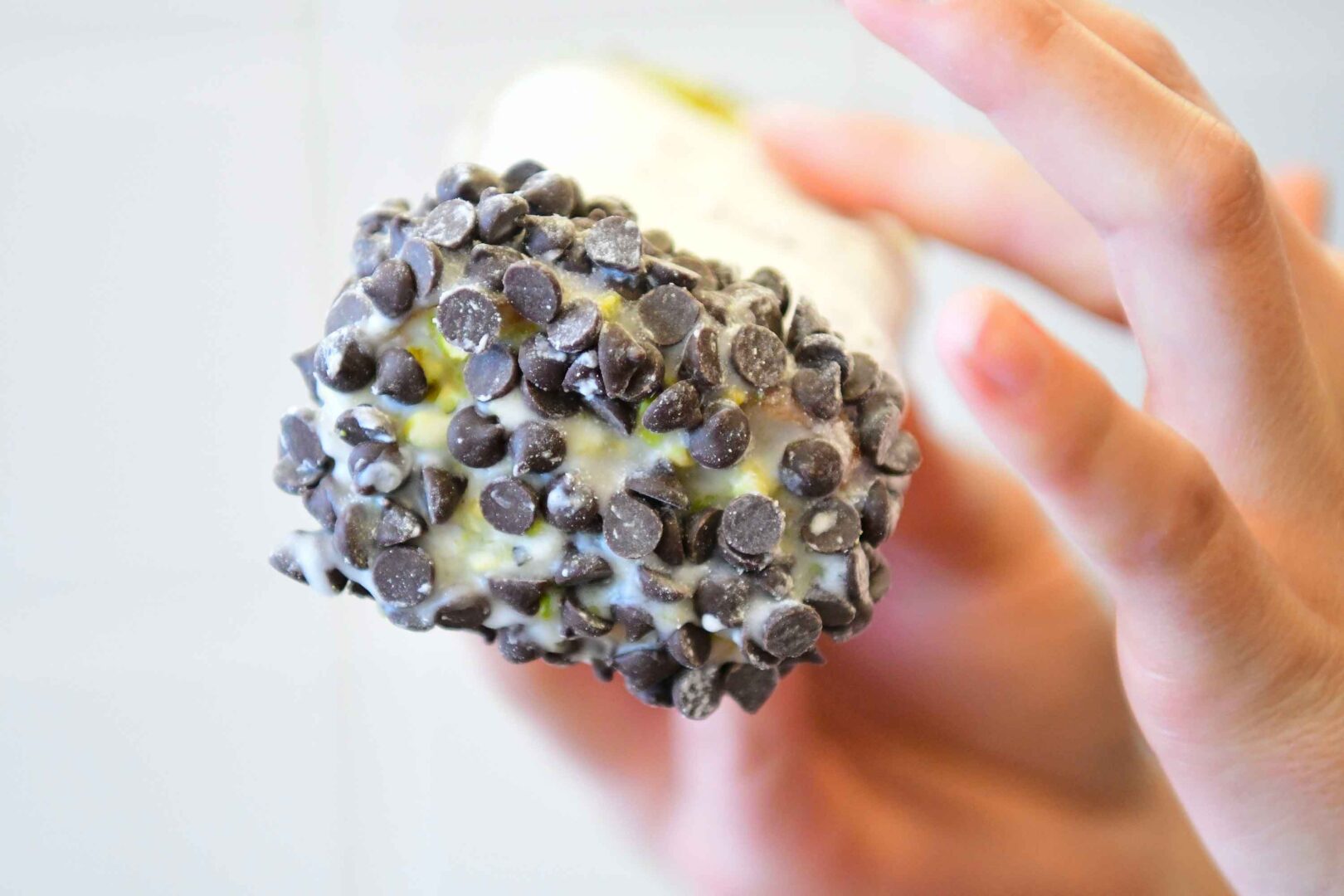 donut covered in chocolate chips